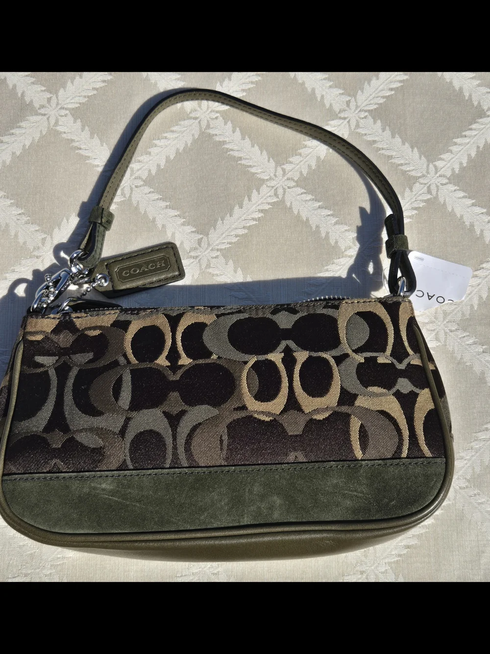 Coach Small Signature Shoulder Bag in Olive and Khaki D04J-7027-NEW - Picture 1 of 12